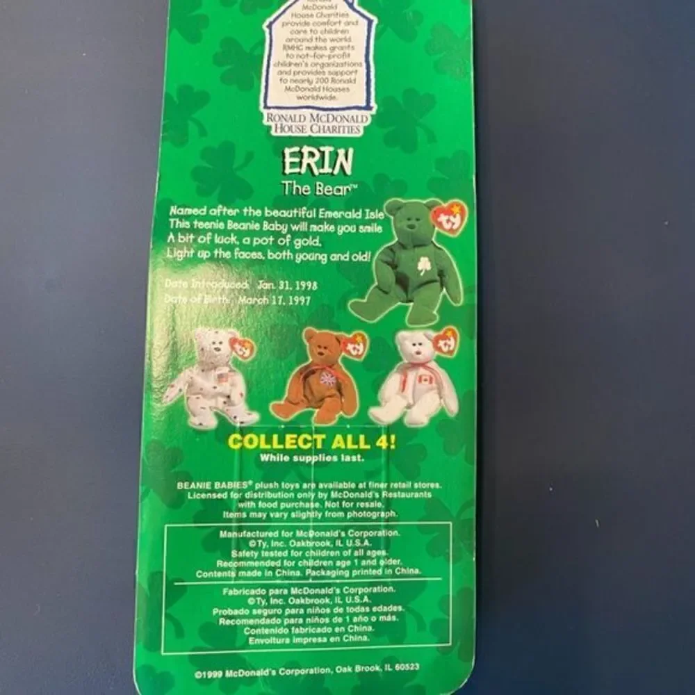 BNIB - TY McDonalds 1997 RARE Beanie Baby “Glory” and “Erin” with 1993 E…